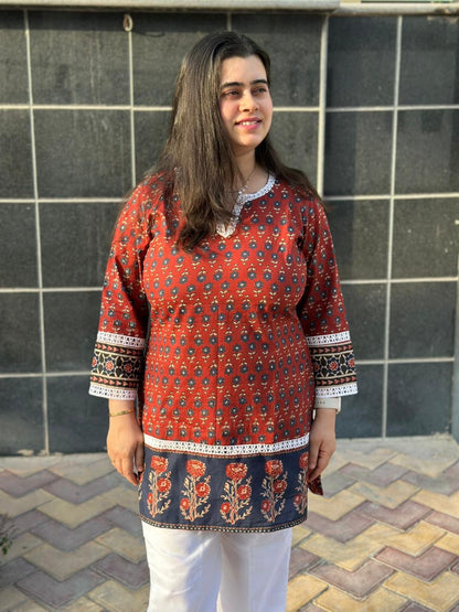 Short Cotton tunics for women red