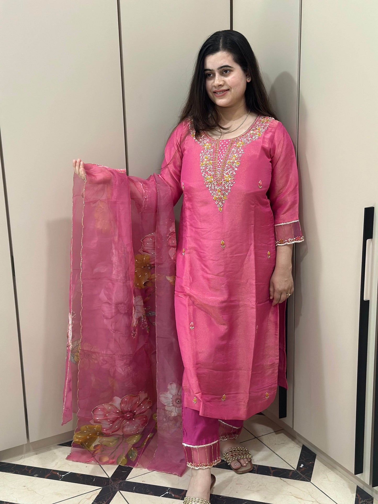 Modal Shimmer Silk Suit - Vijay Laxmi