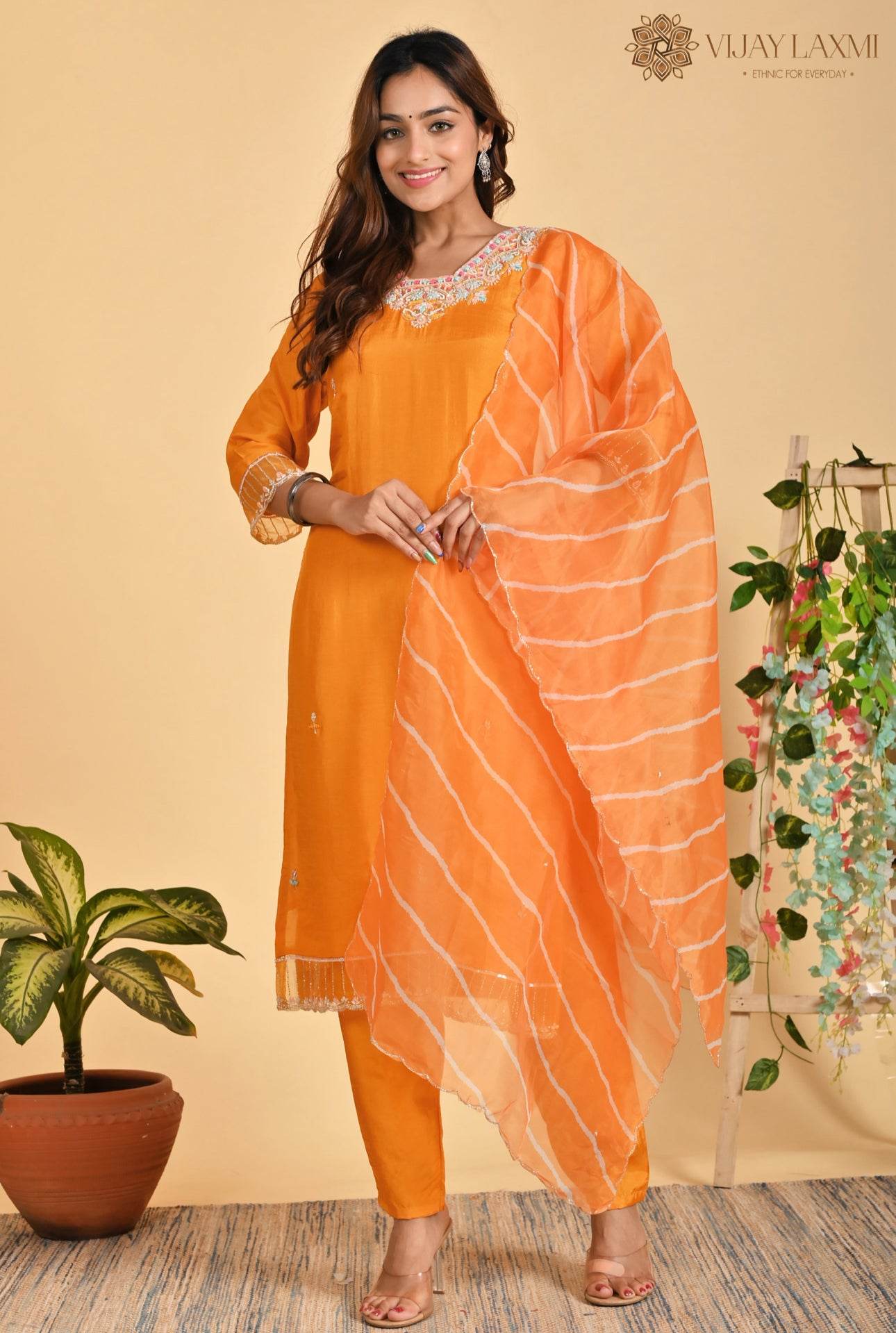 Modal Shimmer Silk Suit - Vijay Laxmi