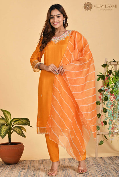 Modal Shimmer Silk Suit - Vijay Laxmi