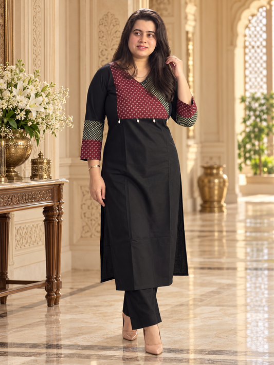 Rangrez pure cotton kurti for women black