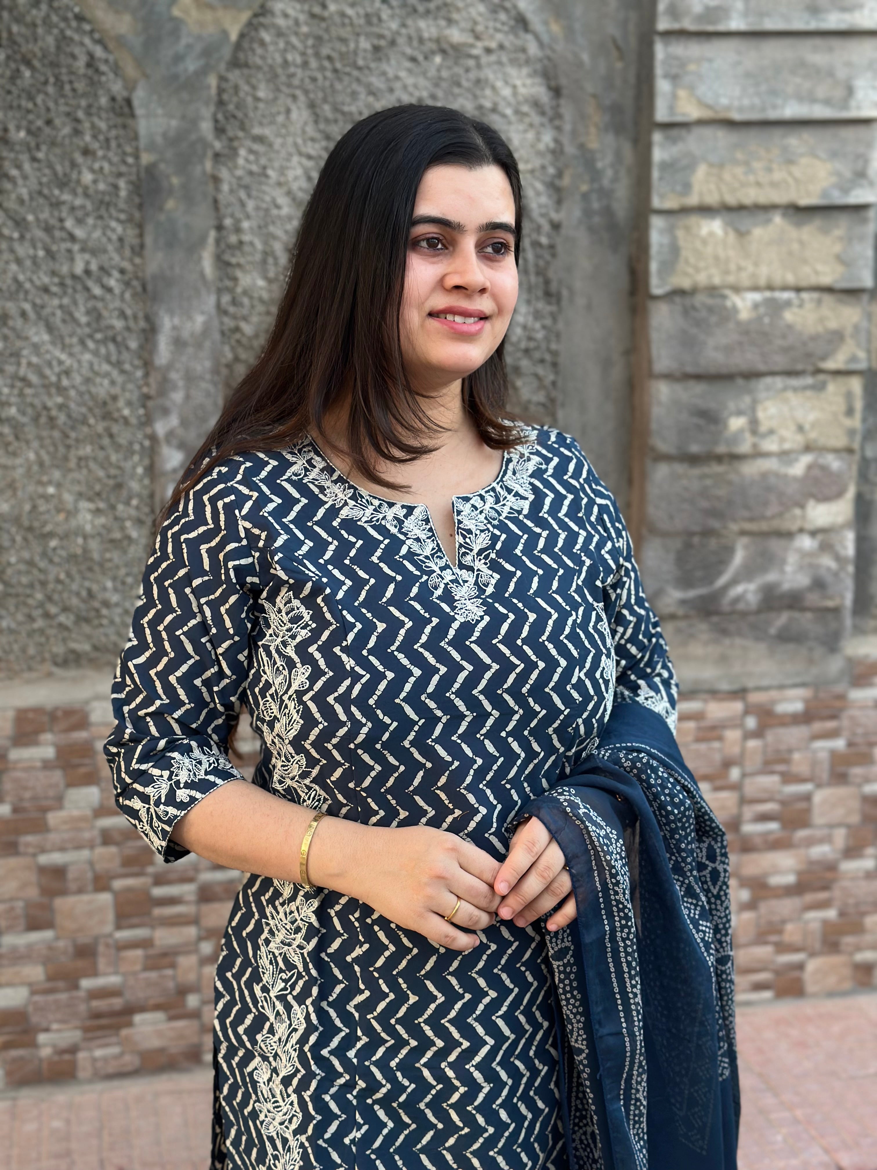 Cotton kurta set for women with dupatta