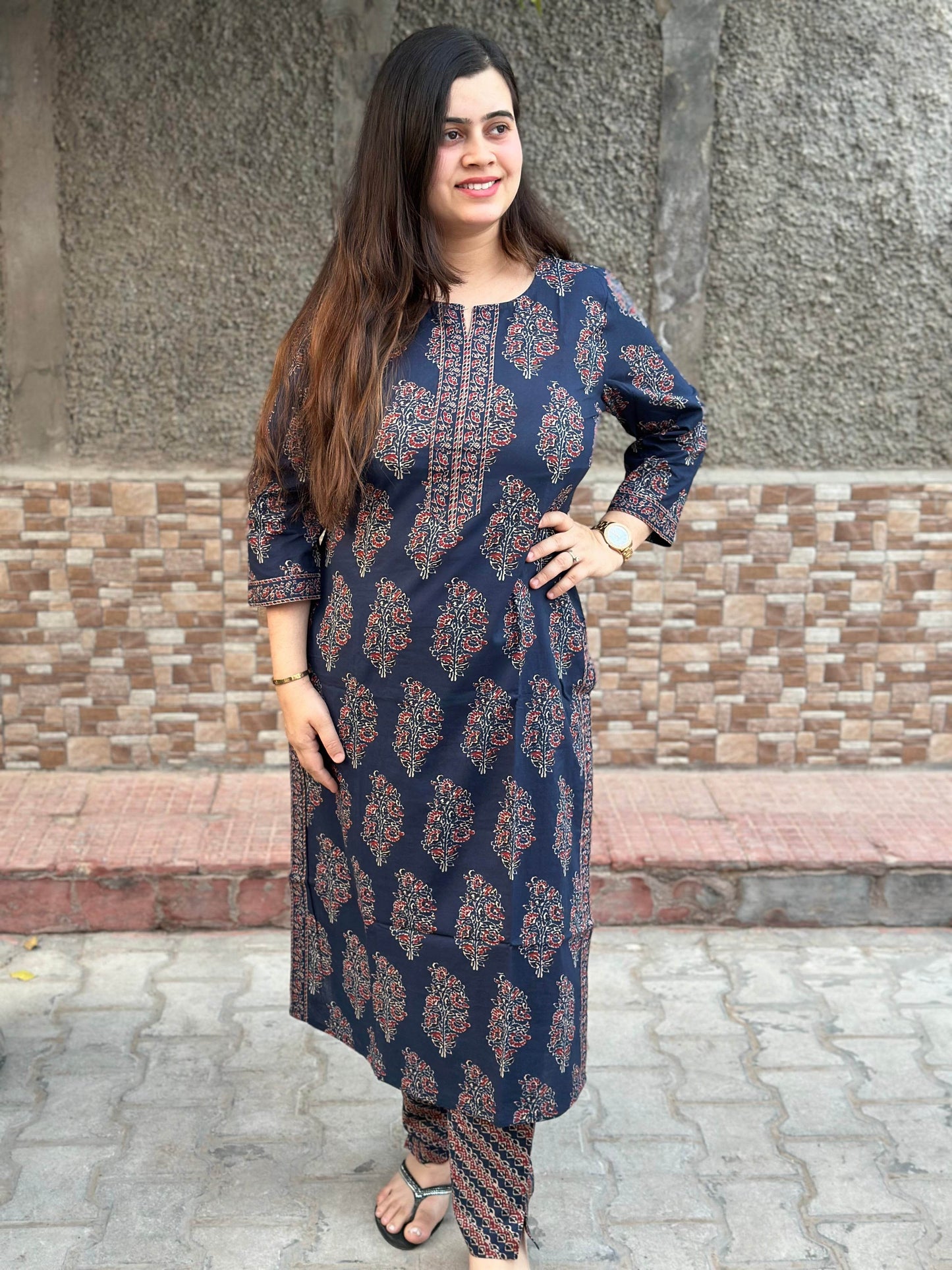 Ajrakh print kurta set with pants - Vijay Laxmi