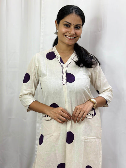 Polka Dot Cotton Kurta Set PPL - Vijay Laxmi