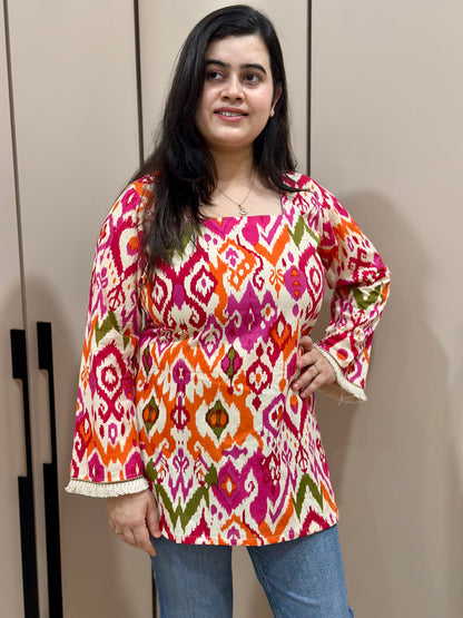 Jasmine short kurti ikkat