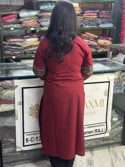 Rangrez pure cotton kurti for women maroon