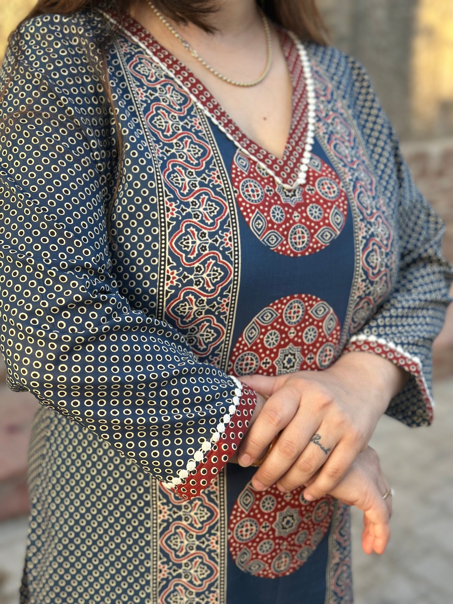 Breathable & Stylish Ajrakh Cotton Kurti for Women