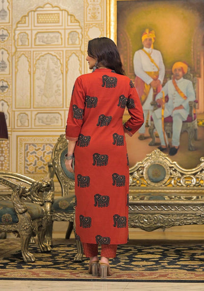 Vijaylaxmi Women’s Cotton straight kurta with Pant & Dupatta - Vijay Laxmi