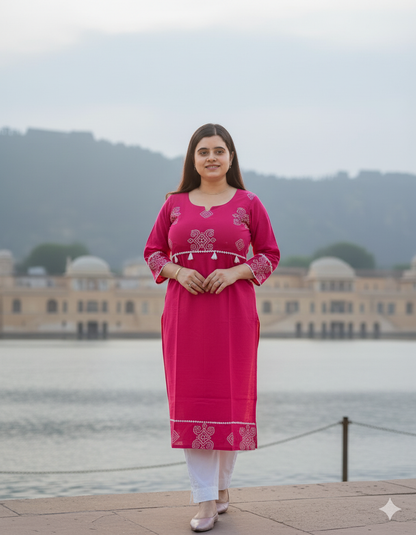 Breathable & Stylish Cotton Kurti Pink