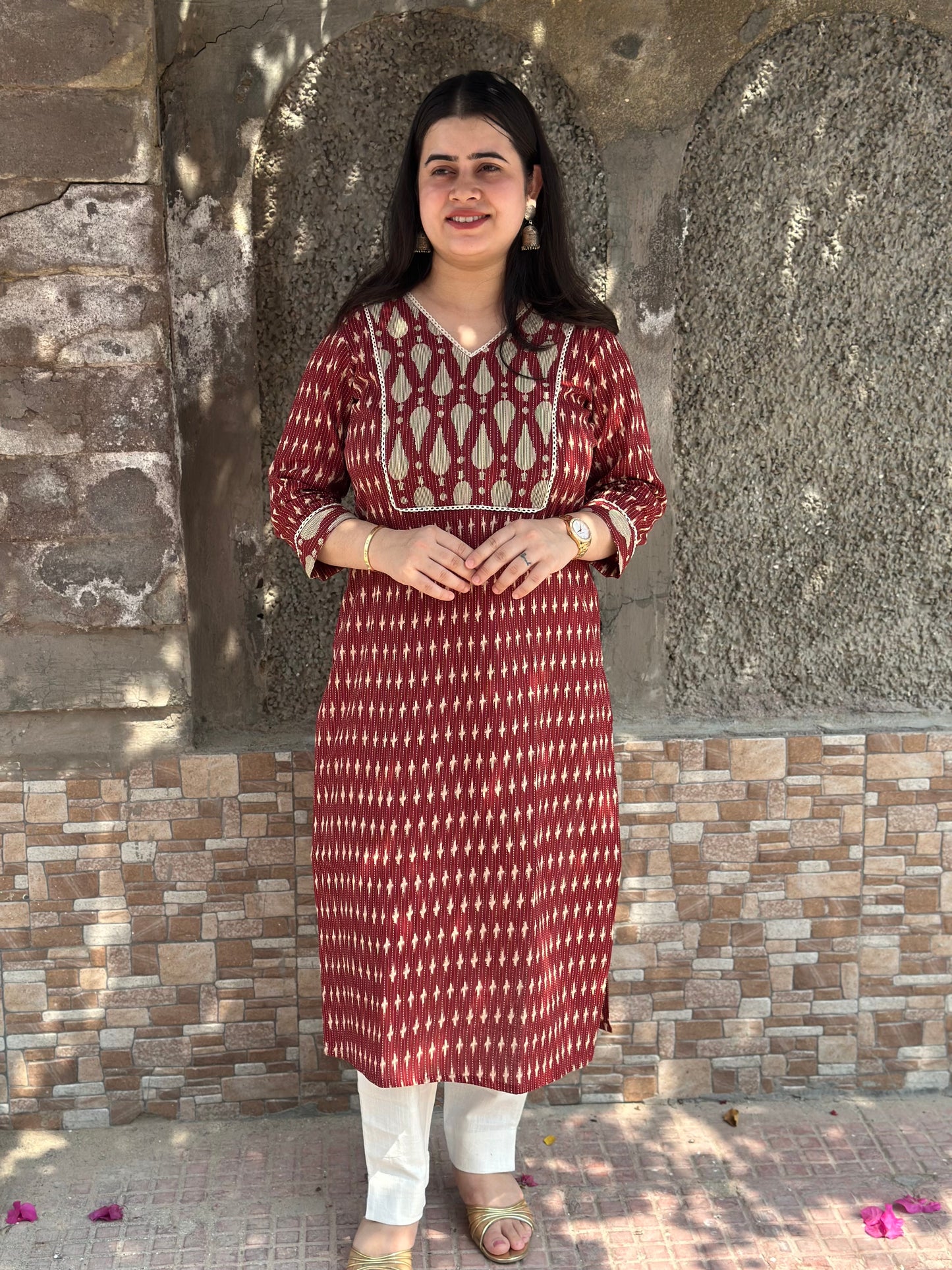 Dabu Kantha Cotton Kurti for women