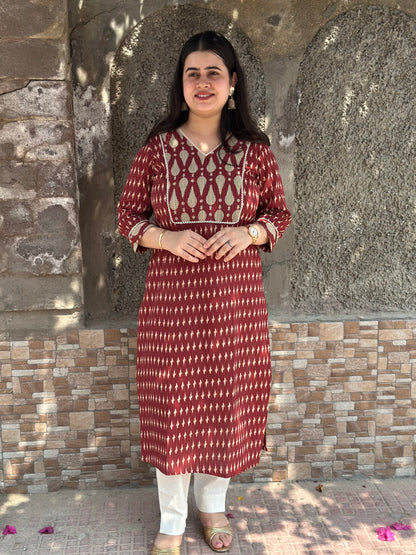 Dabu Kantha Cotton Kurti for women