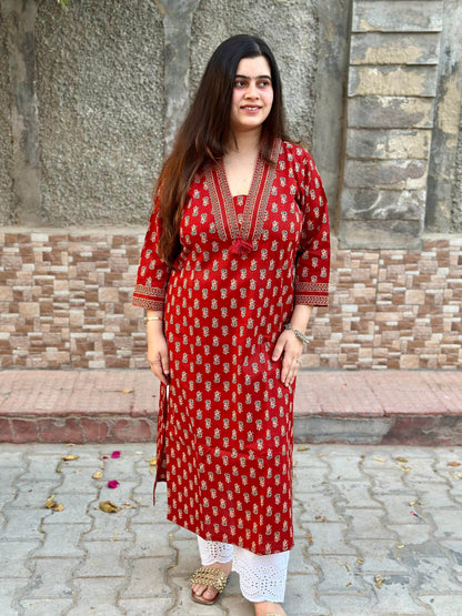 Airy Cotton Kurti Bagru - Vijay Laxmi