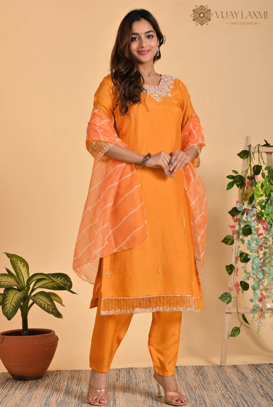 Modal Shimmer Silk Suit - Vijay Laxmi
