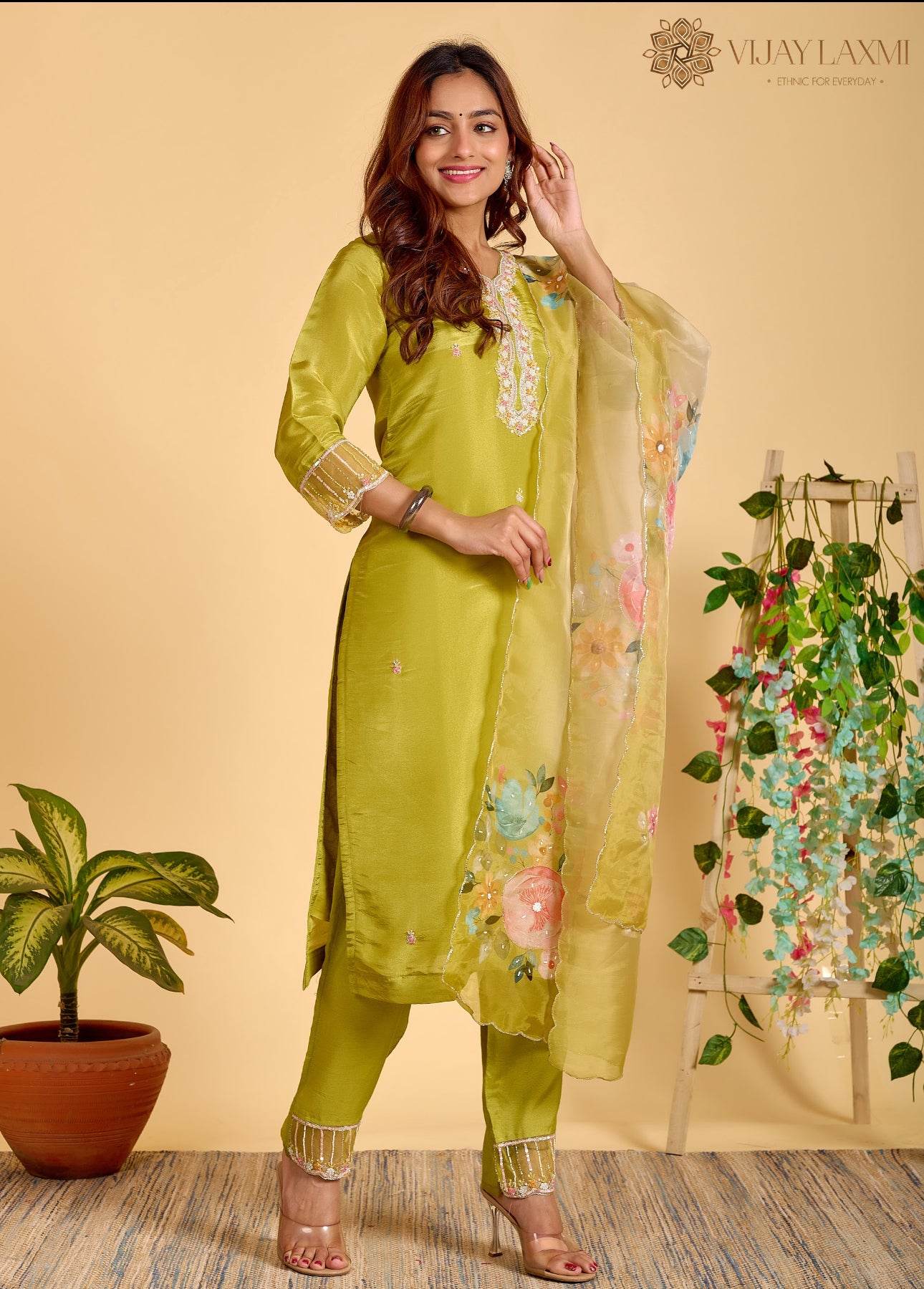 Modal Shimmer Silk Suit - Vijay Laxmi