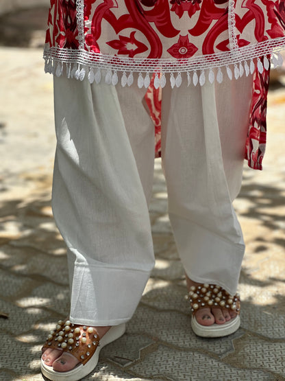 COTTON FARSHI SALWAR WHITE