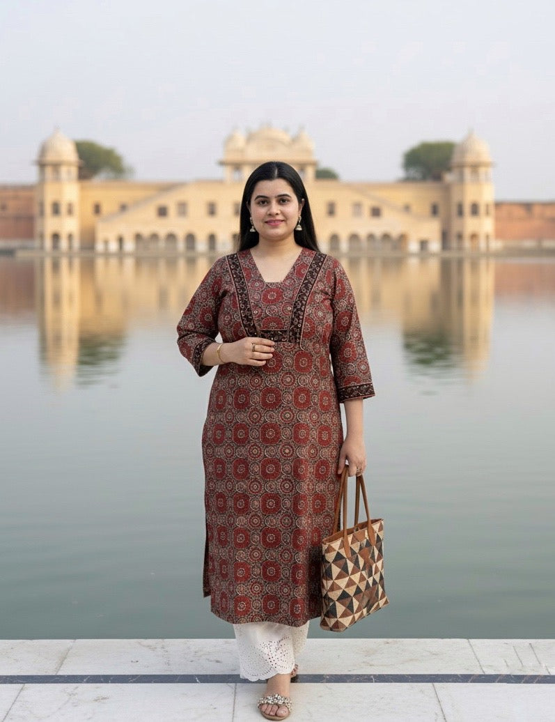 Airy cotton kurti for women ajrakh