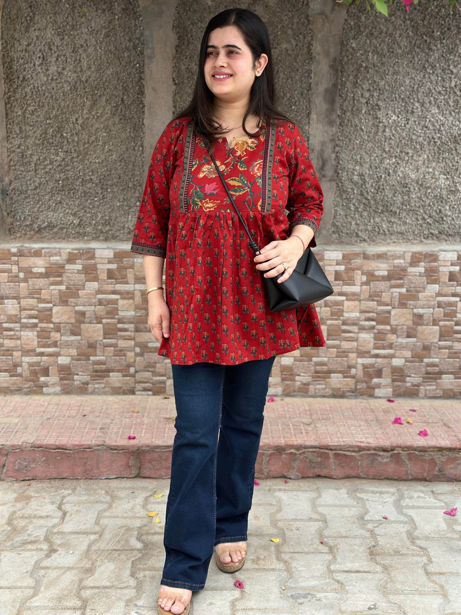 Short Cotton tunics for women - Vijay Laxmi