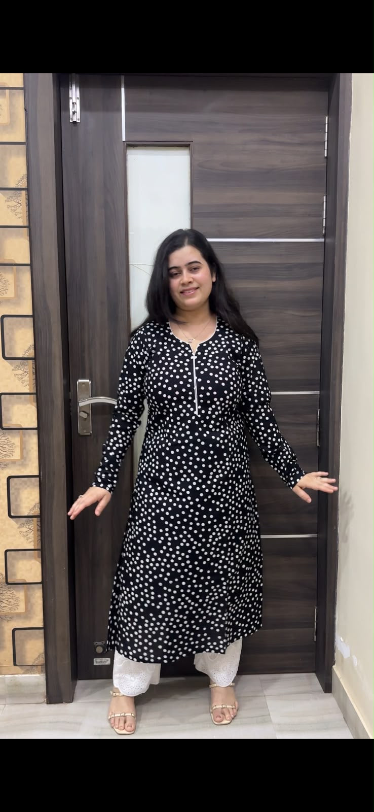 Sunehri pure cotton kurti for women polka dot