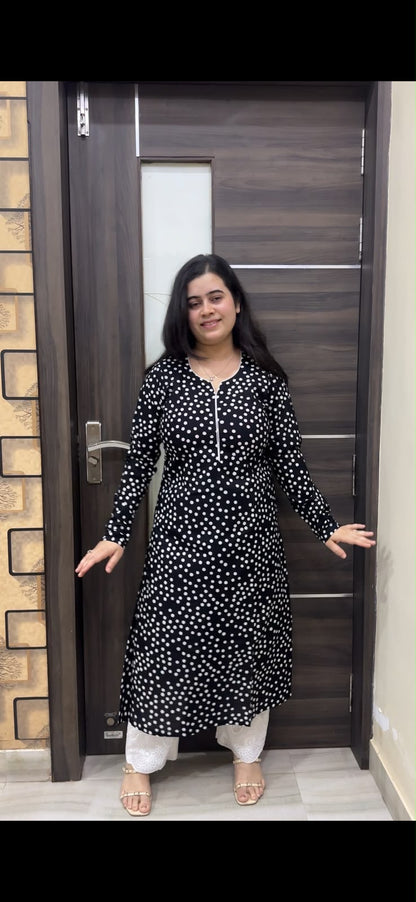 Sunehri pure cotton kurti for women polka dot