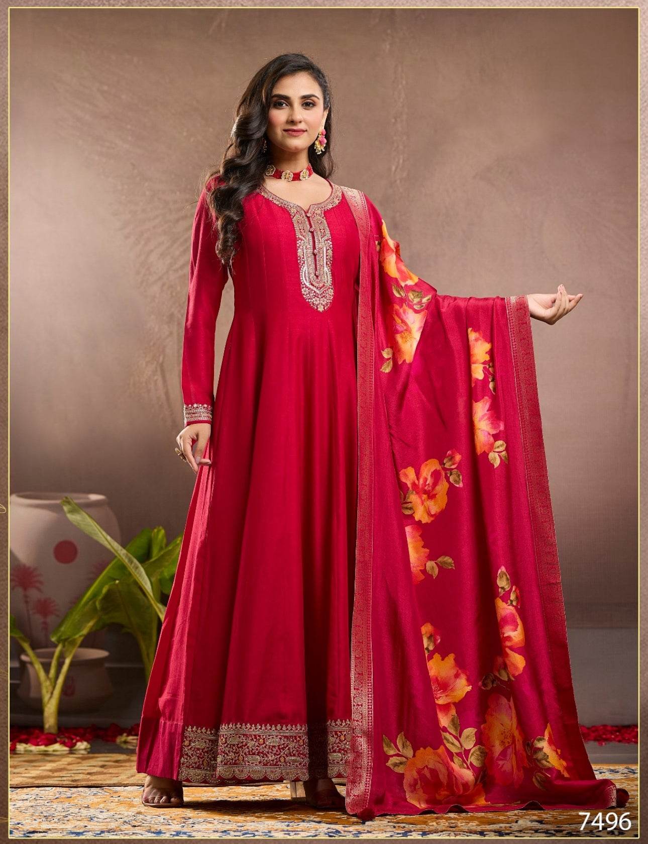 Dola Silk Party wear Frock Suit - Vijay Laxmi