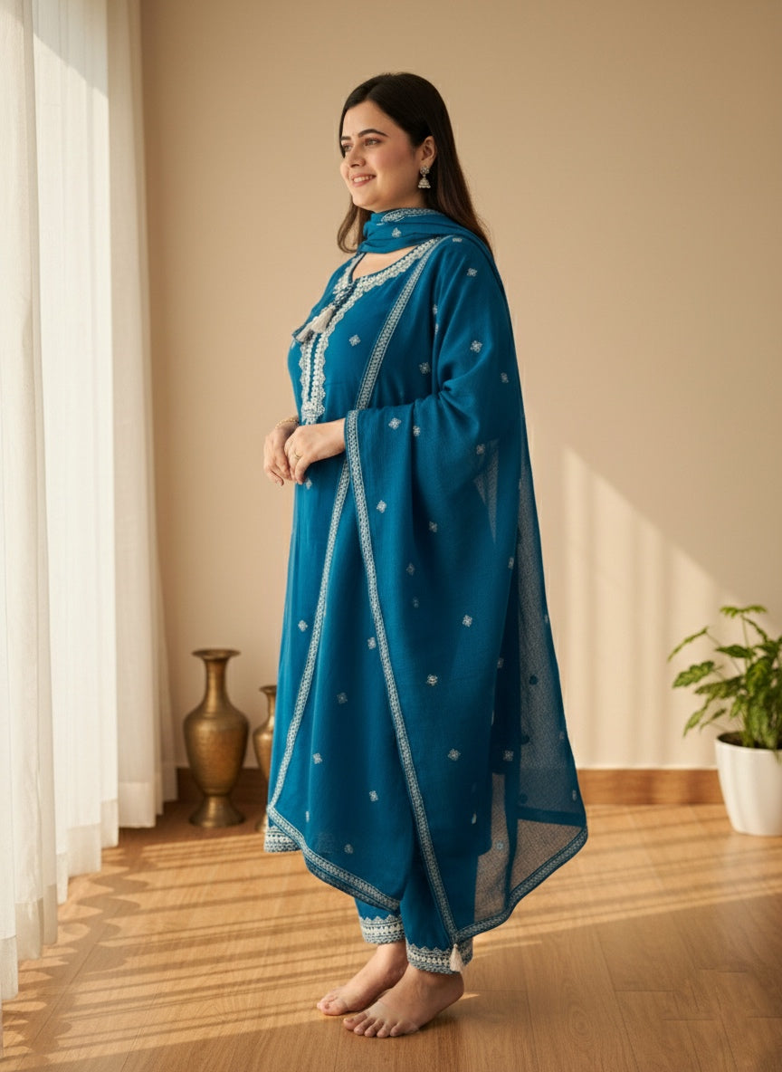 Cotton Flex kurta set with pants & dupatta