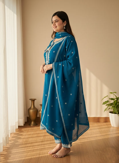 Cotton Flex kurta set with pants & dupatta