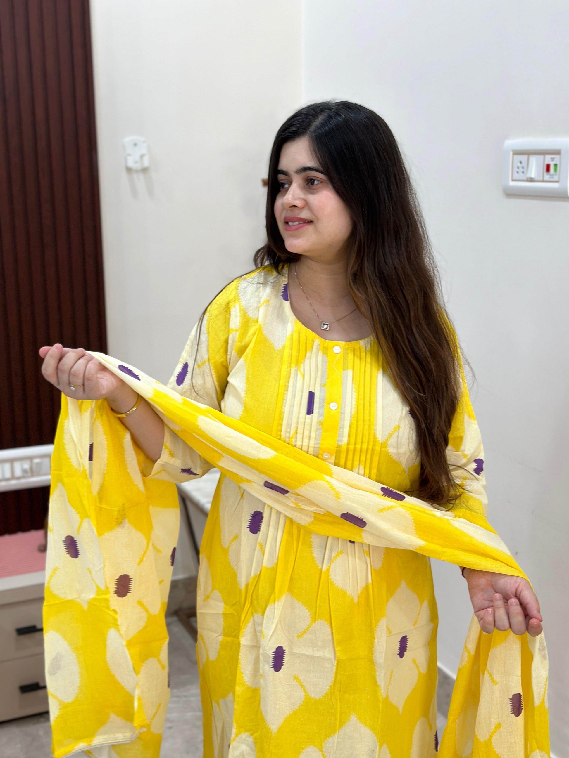 Floral Cotton Kurta Set for Women - Vijay Laxmi