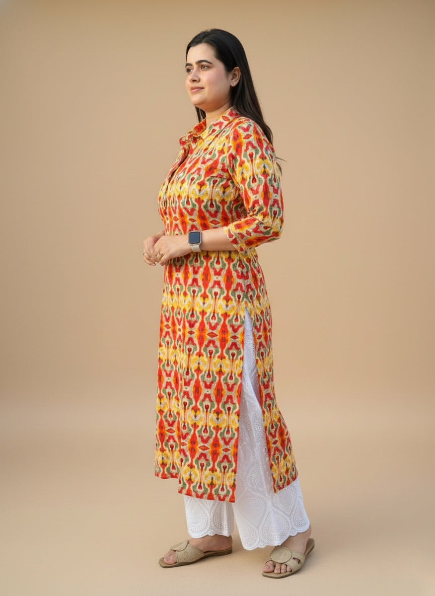 Airy Cotton Ikkat kurti for women