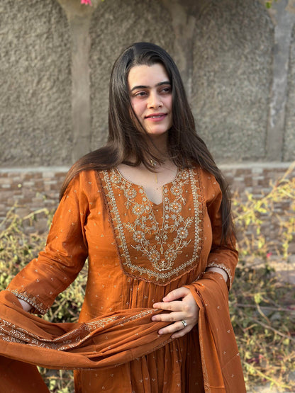 Mul cotton Chanderi kurta set for women with dupatta - Vijay Laxmi