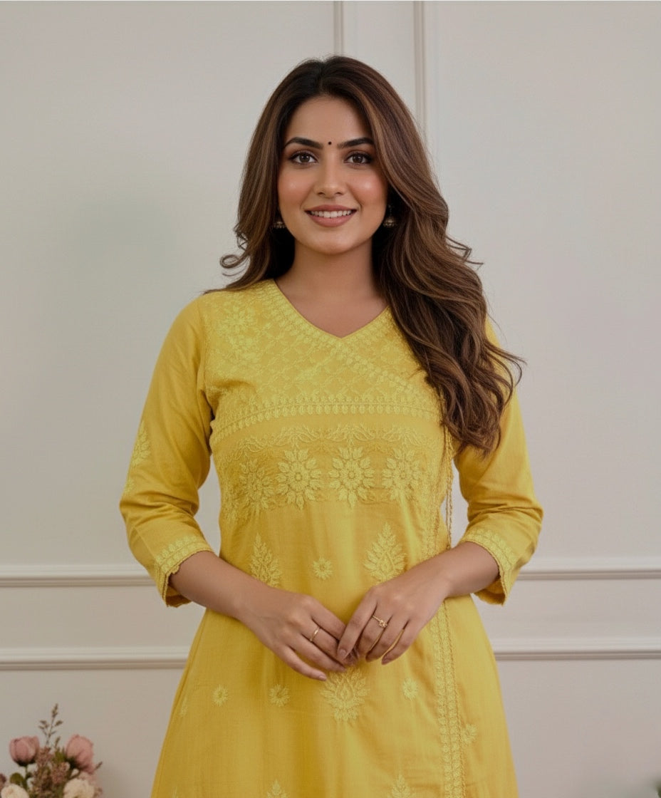 Cotton Chikankari kurta Set
