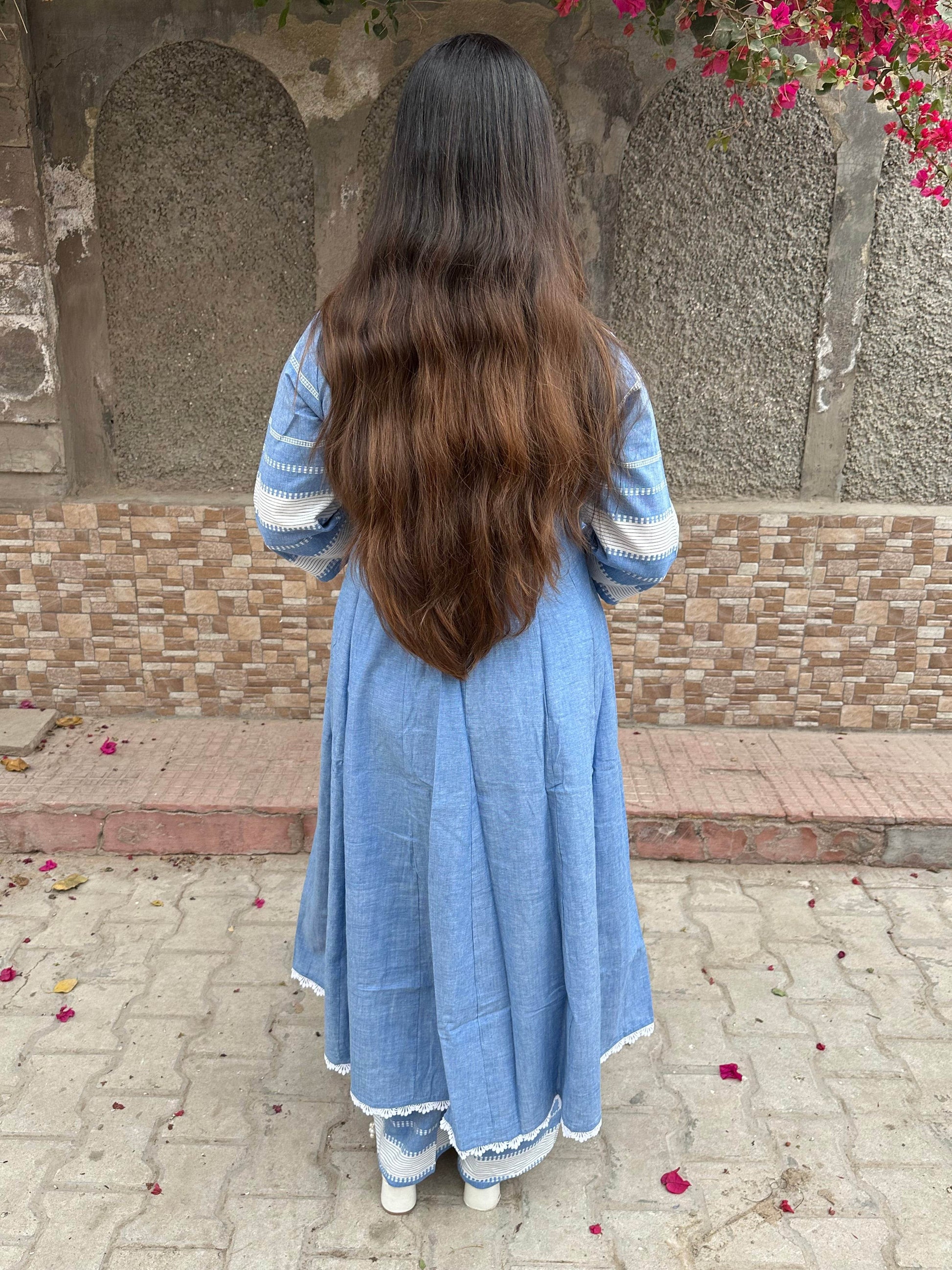 Denim Cotton Anarkali Suit For Women - Vijay Laxmi