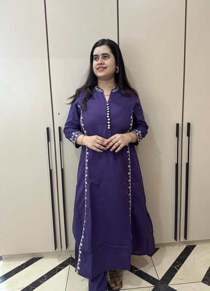 Cotton kurta set with pants - Vijay Laxmi