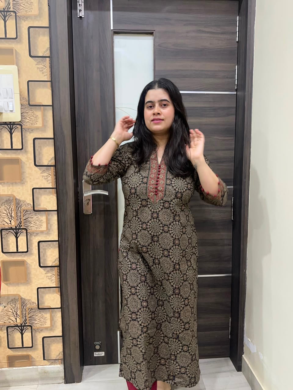 Madhubani pure cotton kurti for women ajrakh