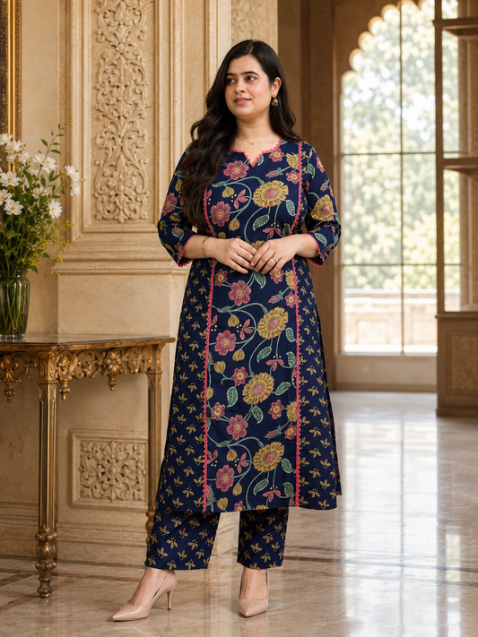 Mehar premium cotton Kurta & Pant blue