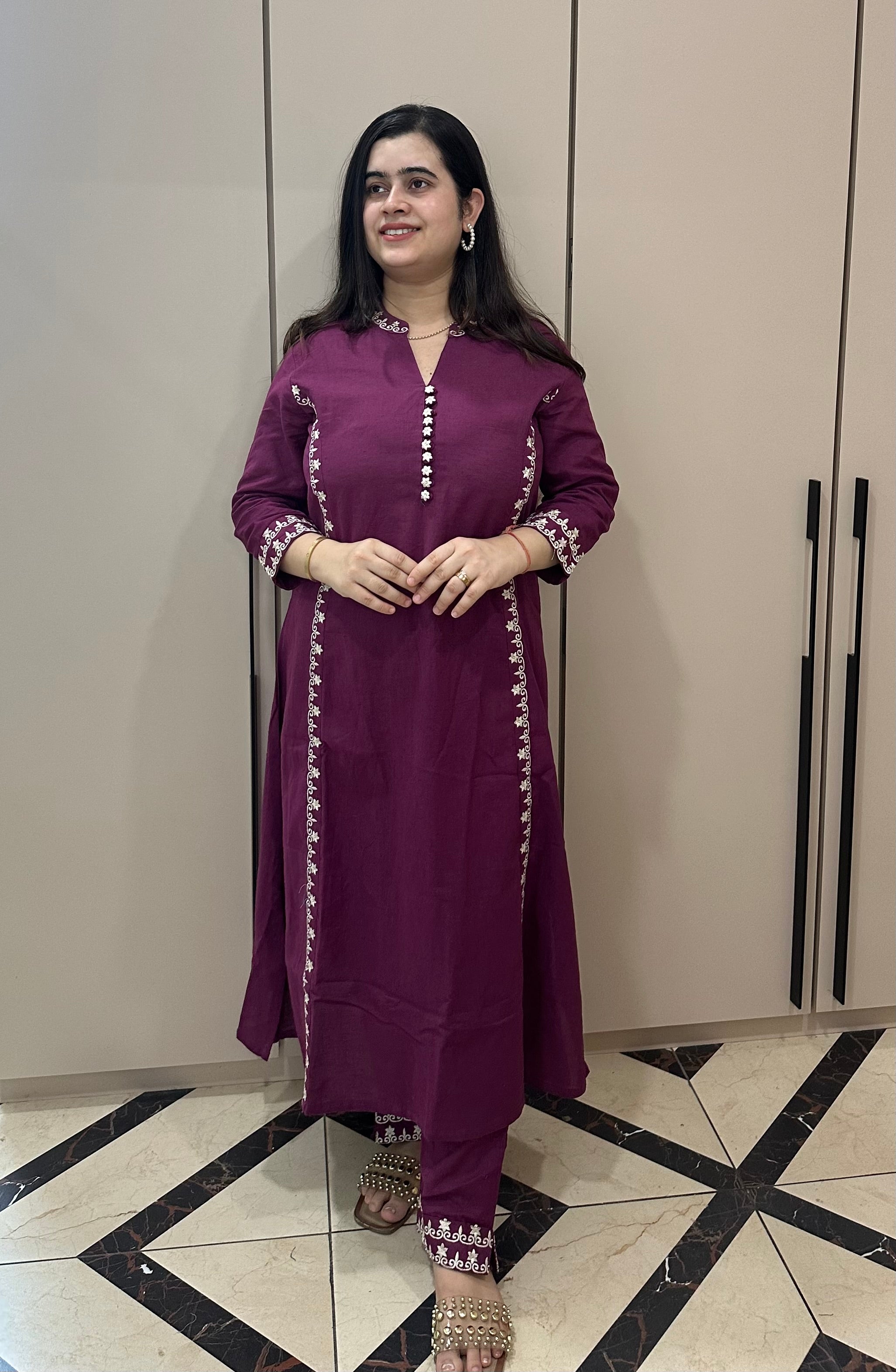 Cotton kurta set with pants