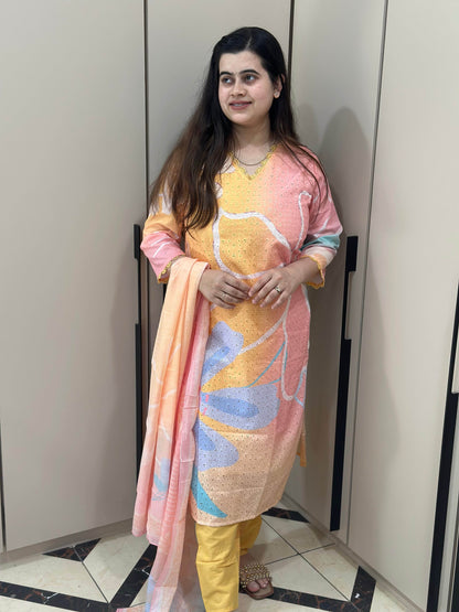 Cotton Chiffli kurta Set with dupatta - Vijay Laxmi