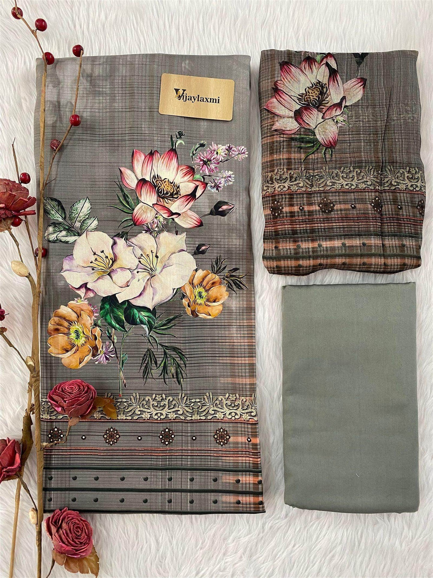 GLACE COTTON UNSTITCHED SUIT - Vijay Laxmi