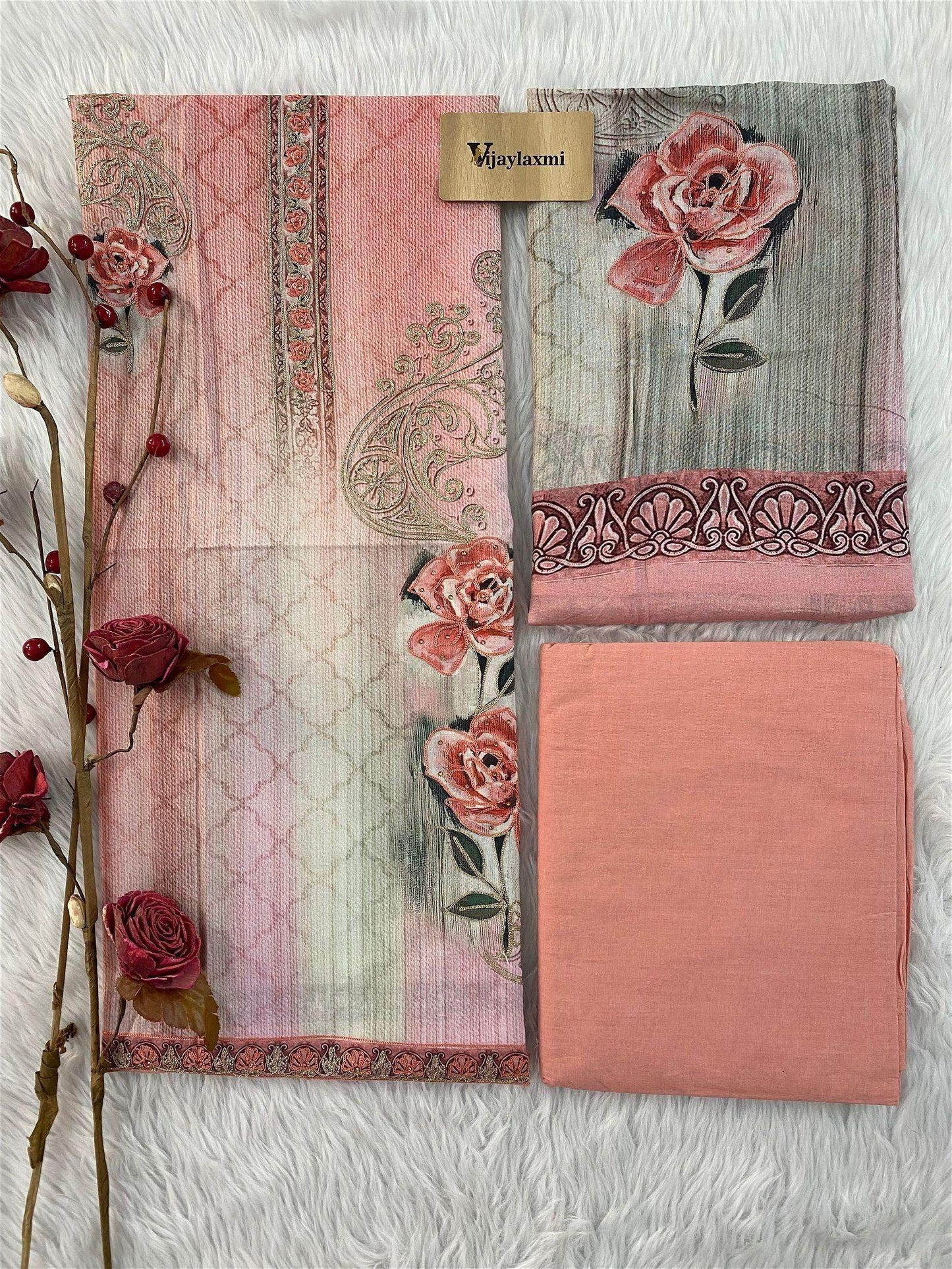 GLACE COTTON UNSTITCHED SUIT - Vijay Laxmi