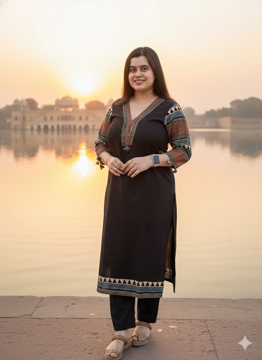 Breathable & Stylish Black Cotton Kurti