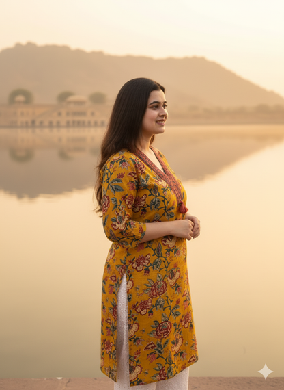 Airy Cotton kalamkari kurti for women