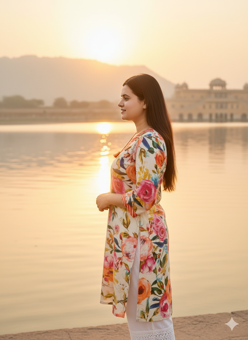 Breathable & Stylish Floral Cotton Kurti