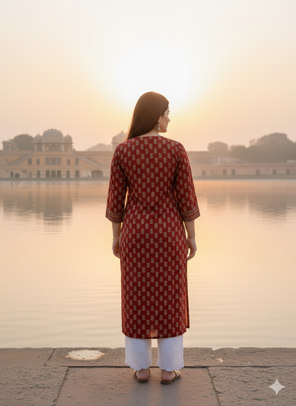 Airy Cotton Kurti Bagru