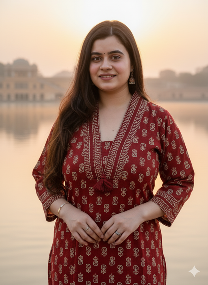 Airy Cotton Kurti Bagru