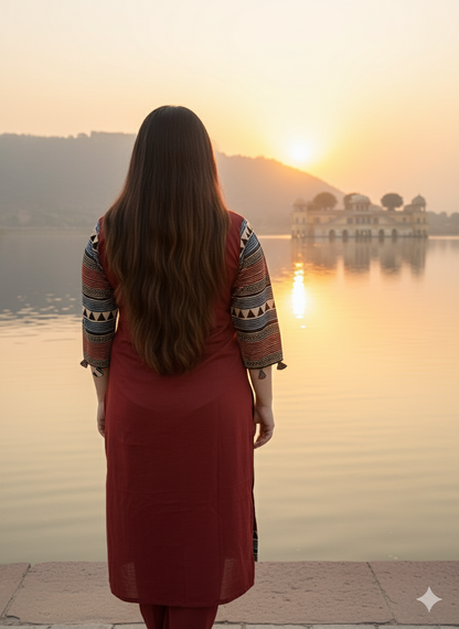 COMFORTABLE RED COTTON KURTI- PERFECT FOR DAILY WEAR