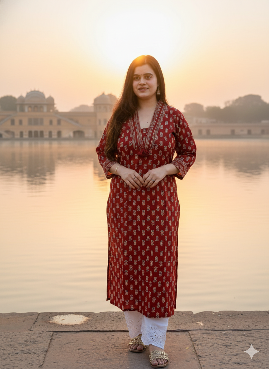 Airy Cotton Kurti Bagru