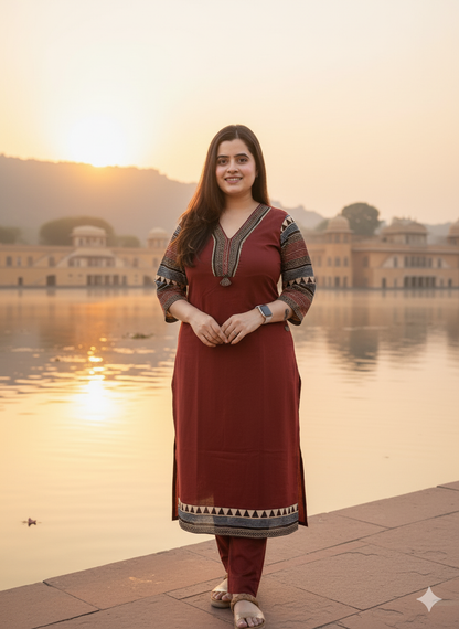 COMFORTABLE RED COTTON KURTI- PERFECT FOR DAILY WEAR