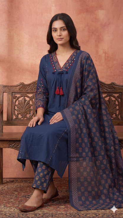 Jasmine Cotton kurta Set with dupatta