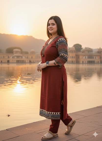 COMFORTABLE RED COTTON KURTI- PERFECT FOR DAILY WEAR