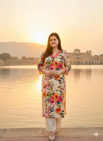 Breathable & Stylish Floral Cotton Kurti