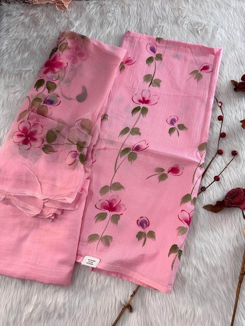 HANDPAINT COTTON UNSTITCHED SUIT - Vijay Laxmi